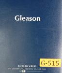 Gleason-Gleason Operators Instruction No 22 Hypoid Formate Gear Finisher Manual-#22-No. 22-05